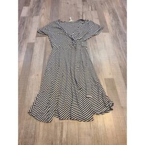 Rolla coster small womens black and white striped dress with tie front